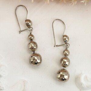 Tired Dome Snowman Sterling Silver 925 Ear Wire Dangle Vintage Earrings